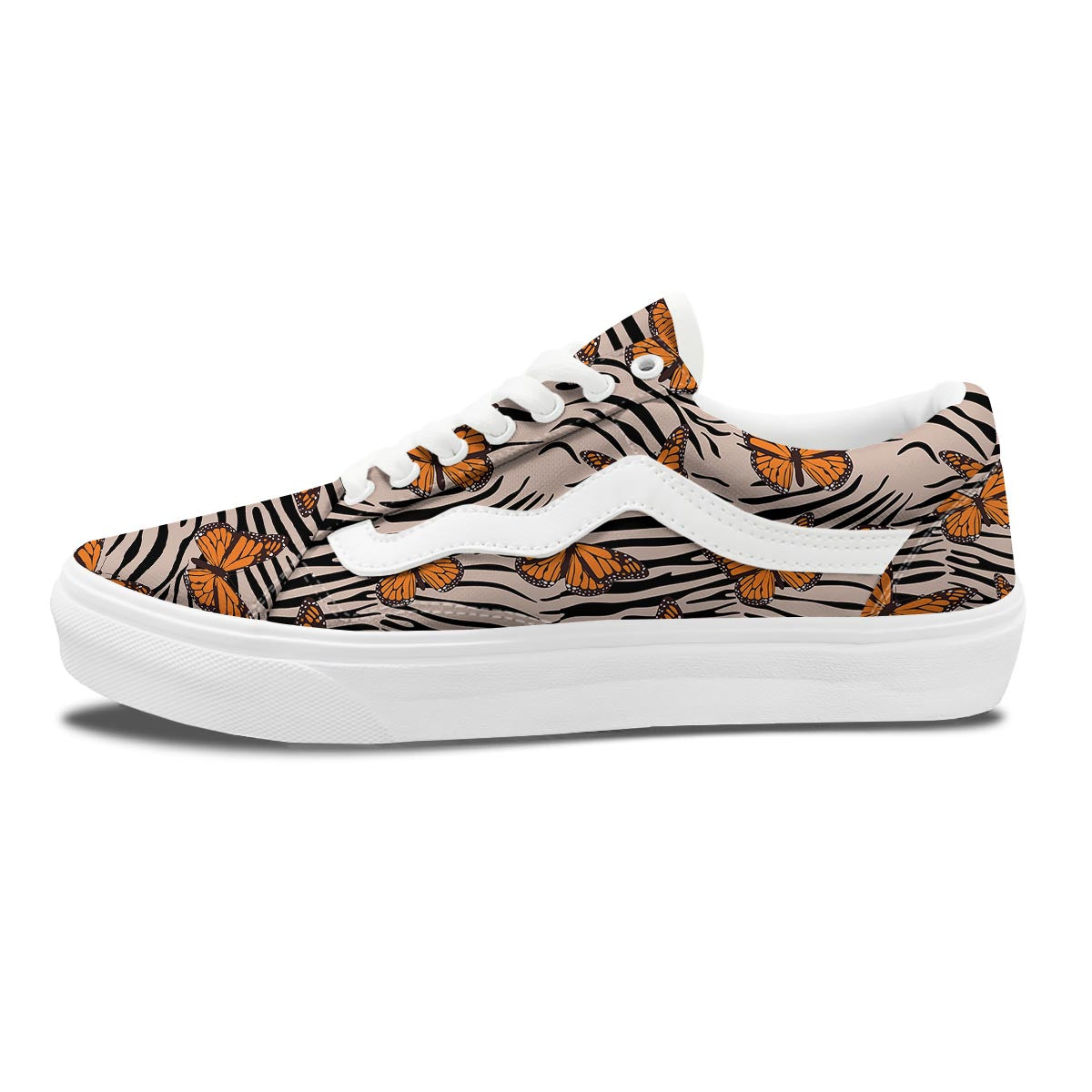 Butterfly Tiger Monarch Print Pattern Skate Shoes-grizzshop
