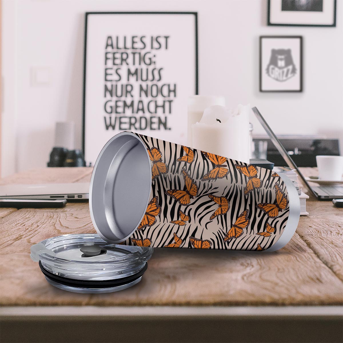 Butterfly Tiger Monarch Print Pattern Tumbler-grizzshop