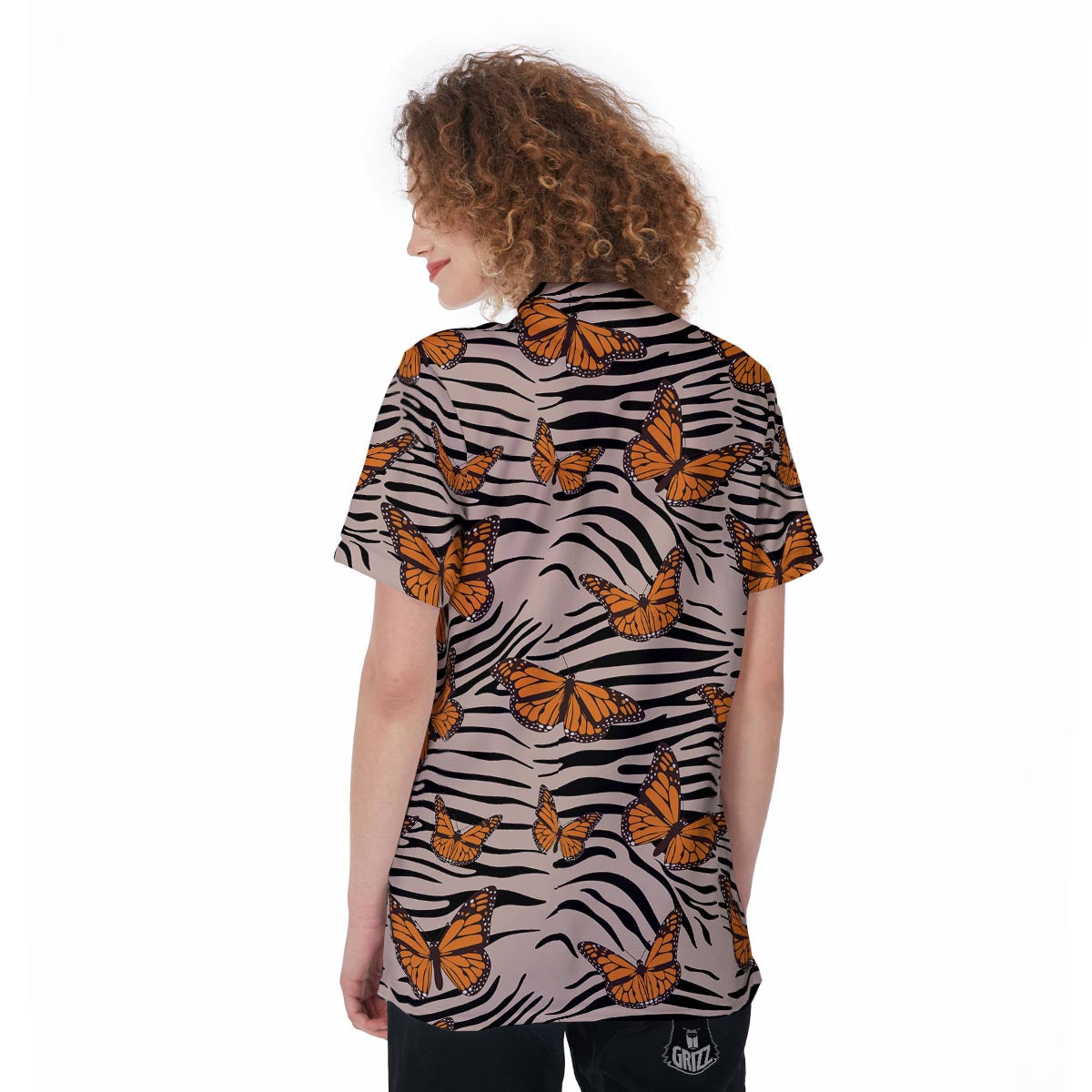 Butterfly Tiger Monarch Print Pattern Women's Golf Shirts-grizzshop