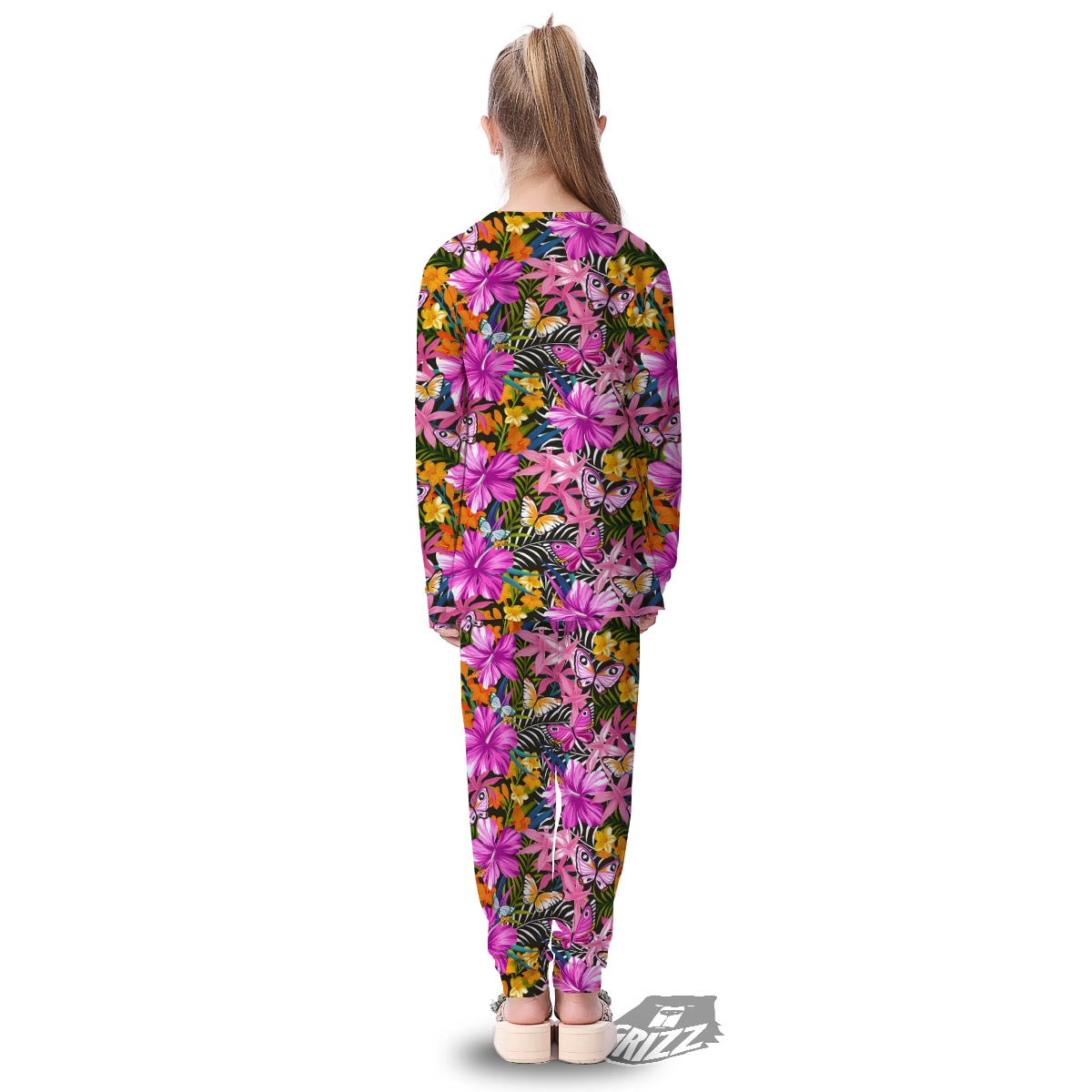Butterfly Tropical Print Pattern Kid's Pajamas-grizzshop