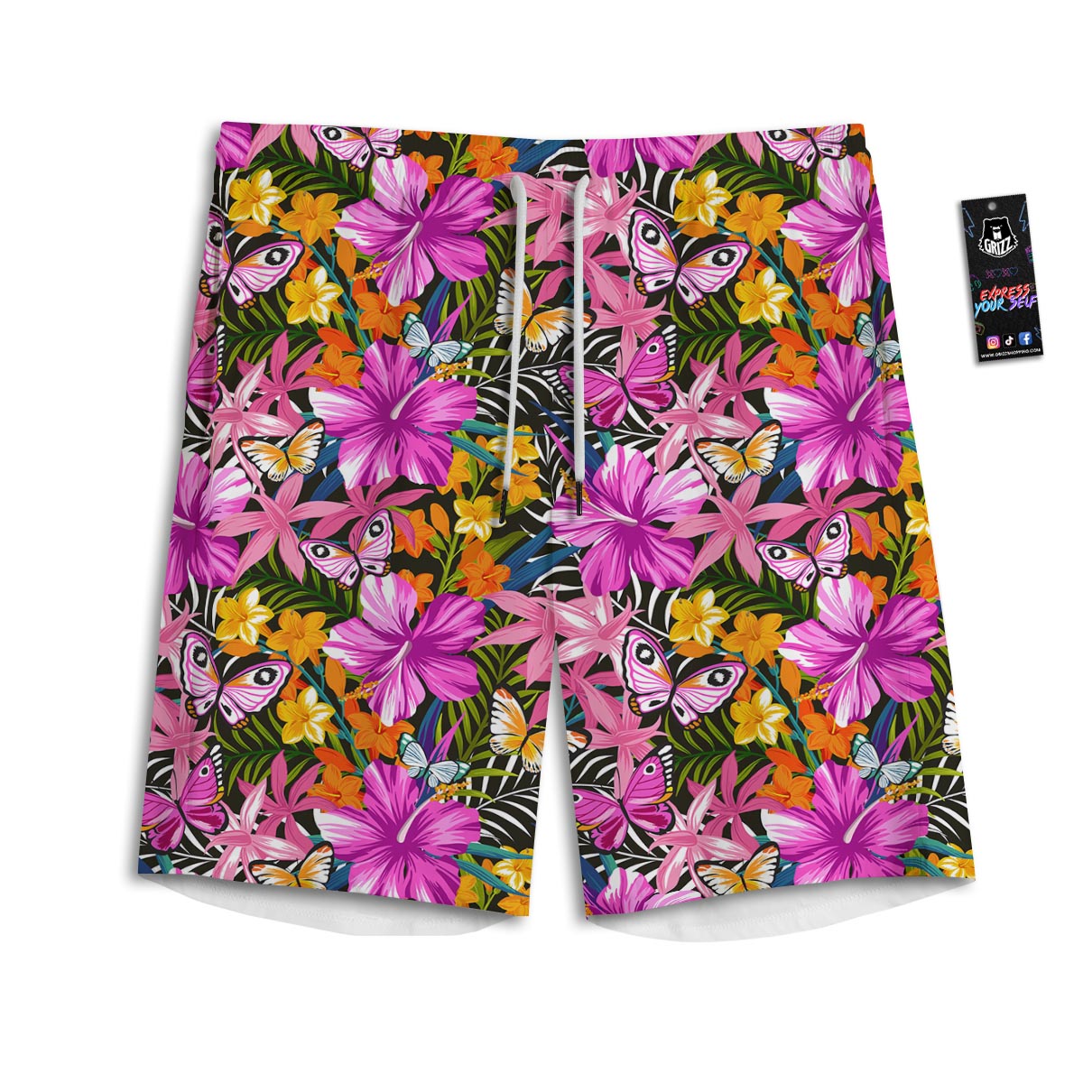 Butterfly Tropical Print Pattern Men's Athletic Shorts-grizzshop