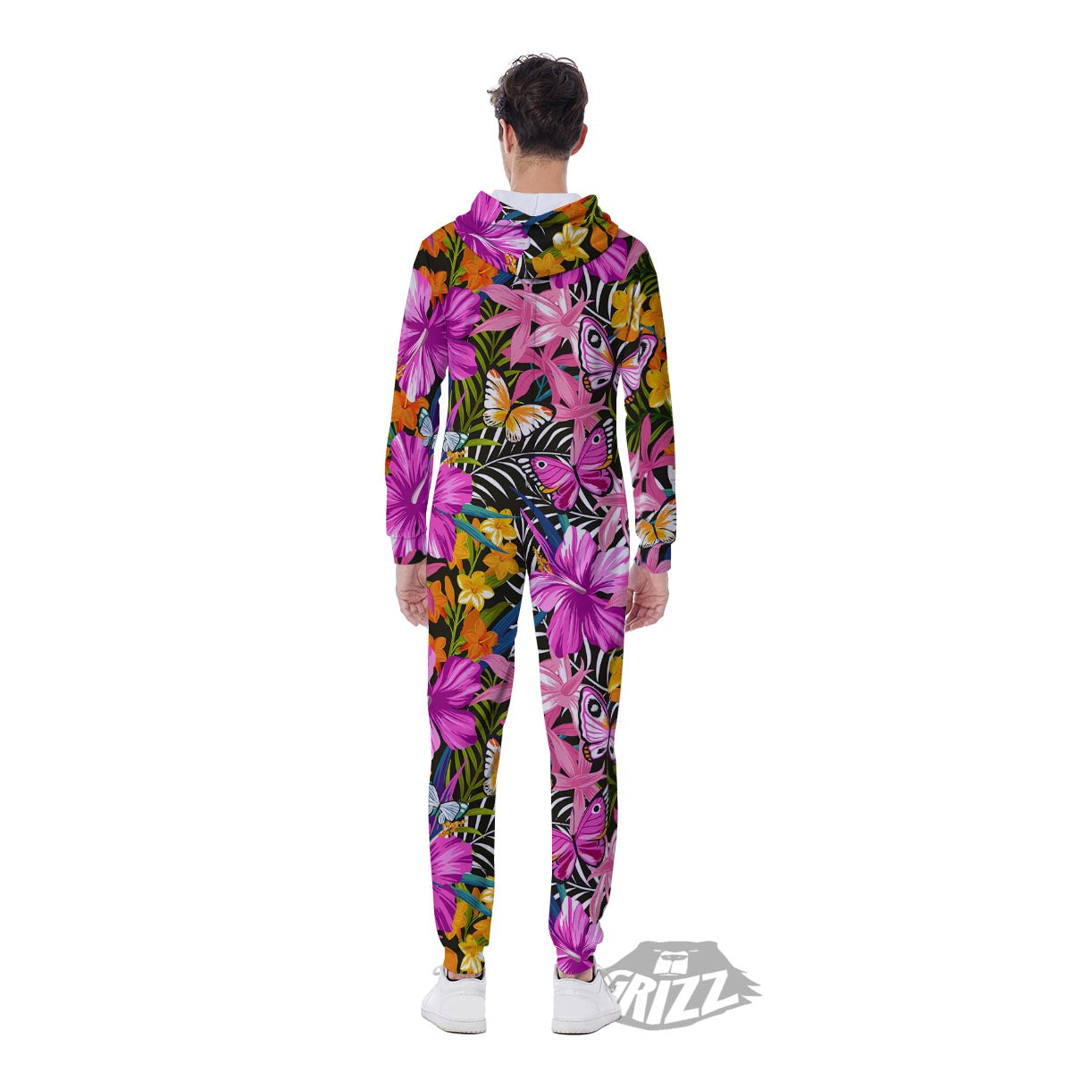 Butterfly Tropical Print Pattern Men's Jumpsuit-grizzshop