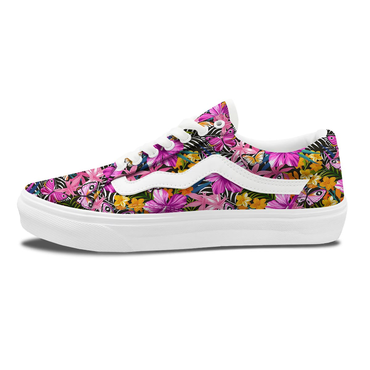 Butterfly Tropical Print Pattern Skate Shoes-grizzshop