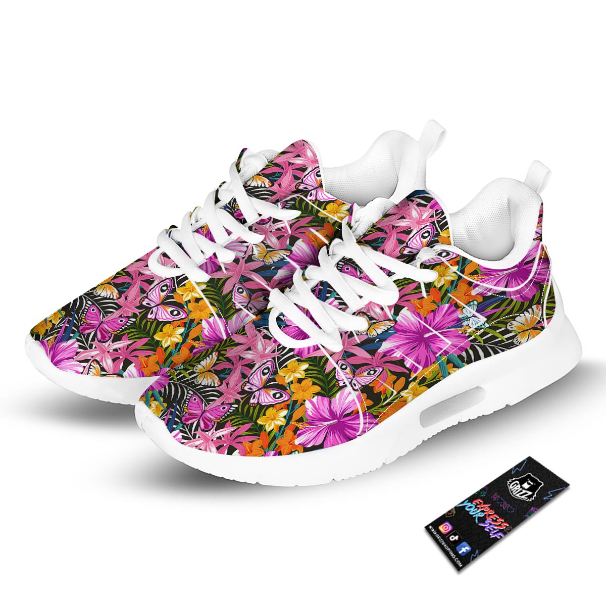 Butterfly Tropical Print Pattern Tennis Shoes-grizzshop