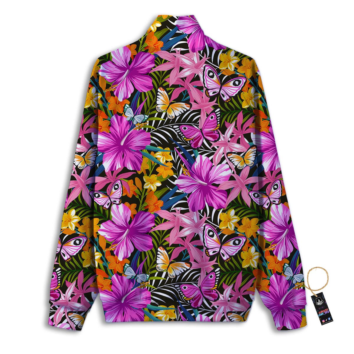 Butterfly Tropical Print Pattern Track Jacket-grizzshop
