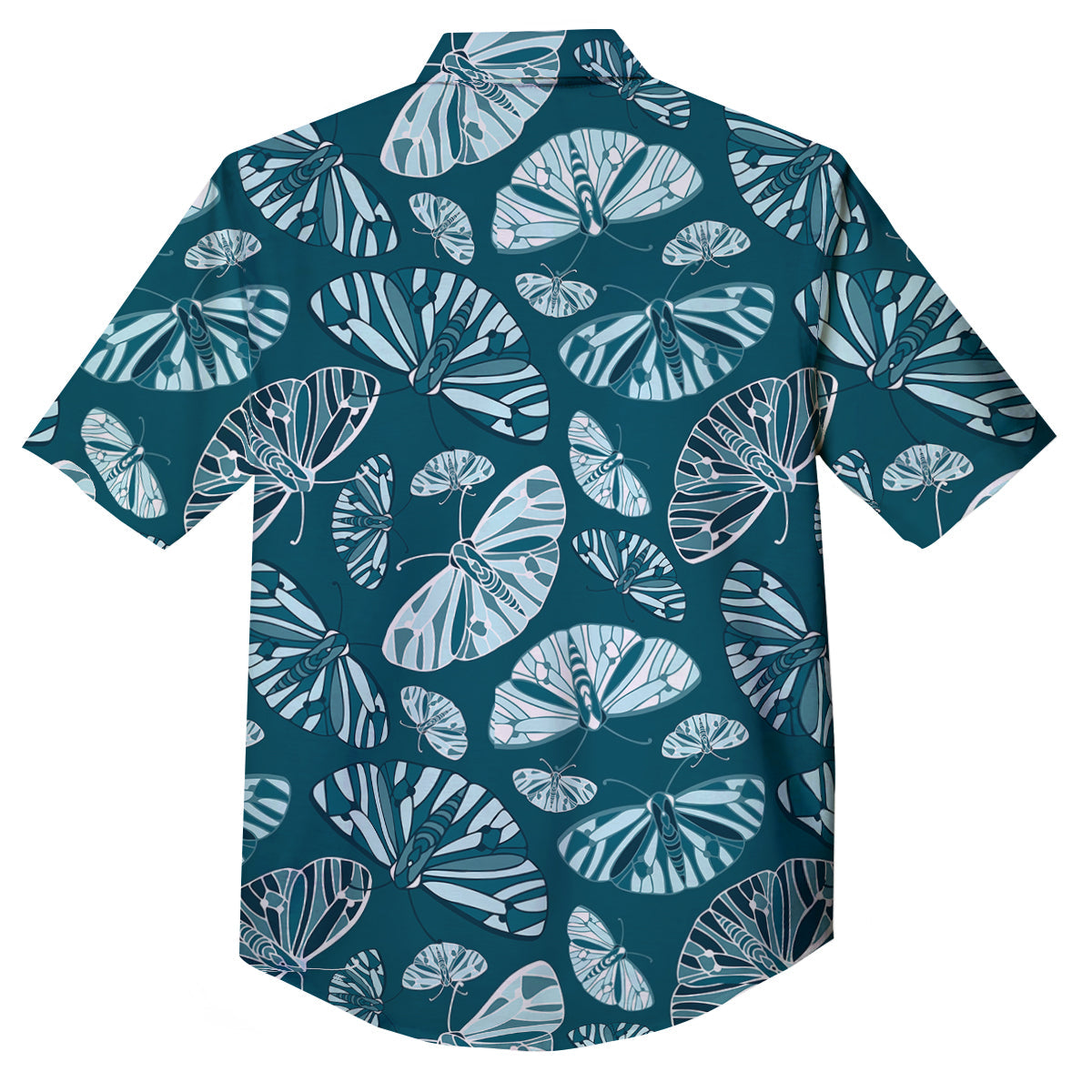 Butterfly Turquoise Print Pattern Button Up Shirt-grizzshop