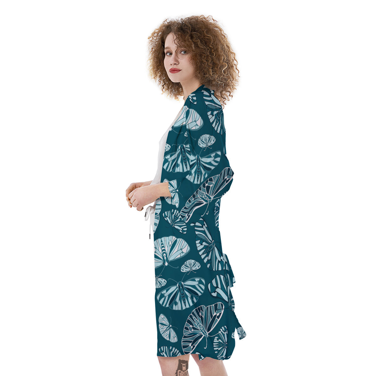 Butterfly Turquoise Print Pattern Kimono-grizzshop