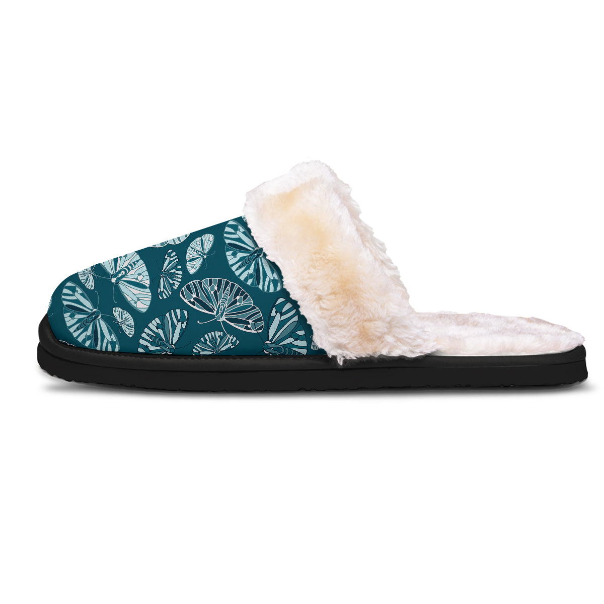 Butterfly Turquoise Print Pattern Slippers-grizzshop