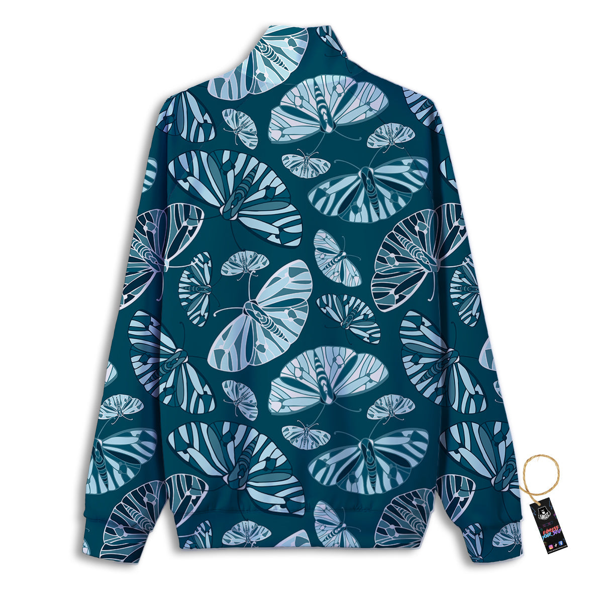 Butterfly Turquoise Print Pattern Track Jacket-grizzshop