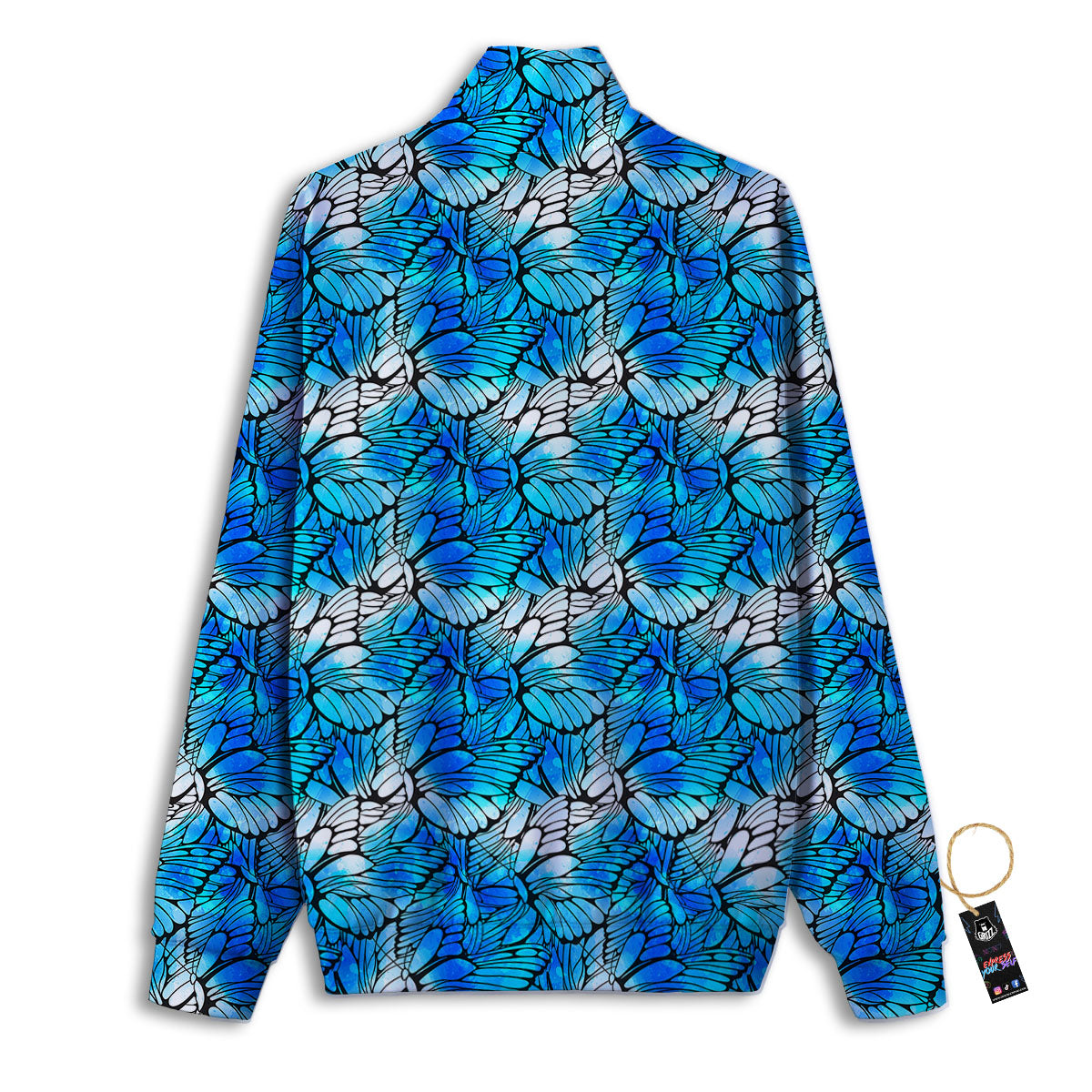 Butterfly Watercolor Blue Print Pattern Track Jacket-grizzshop