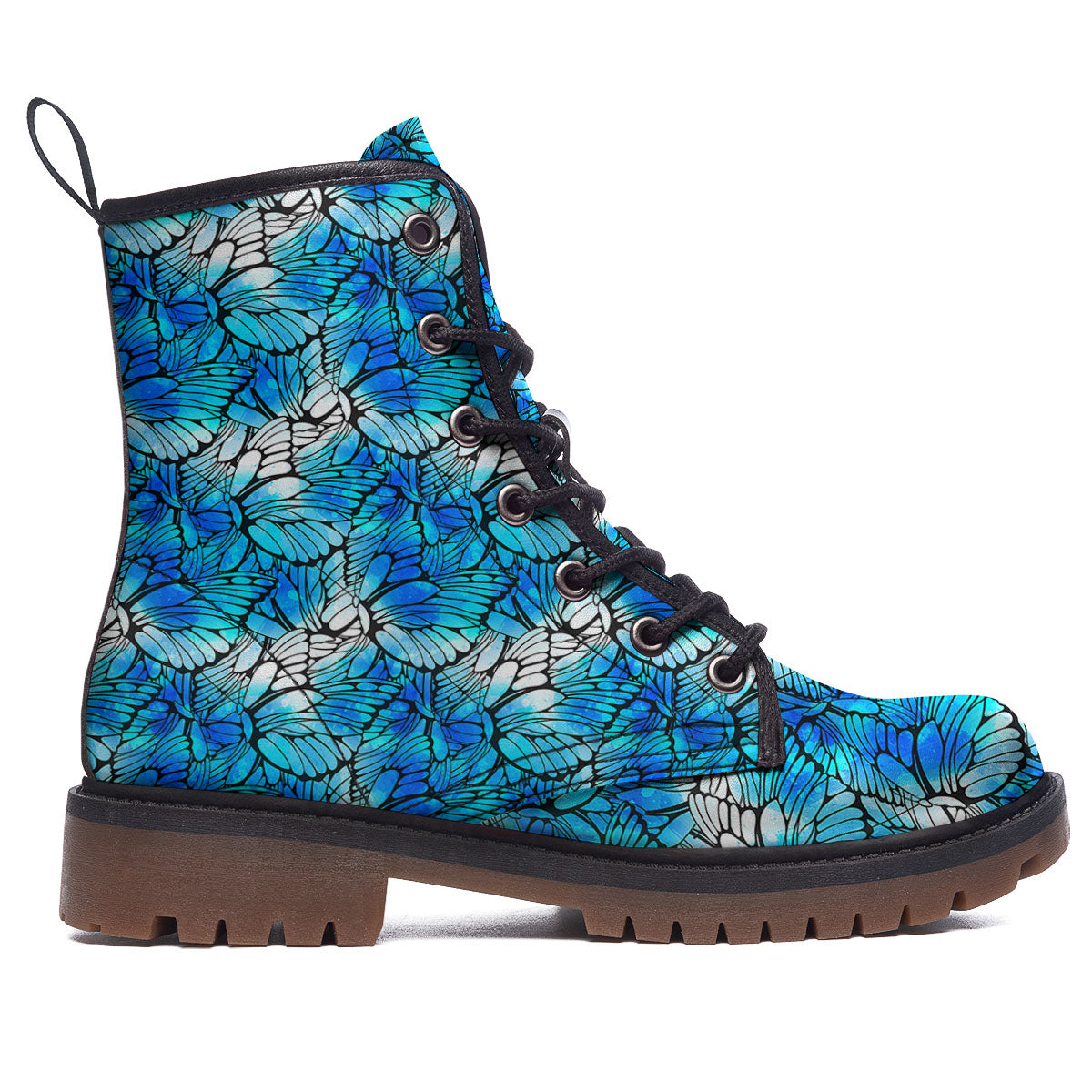 Butterfly Watercolor Blue Print Pattern Work Boots-grizzshop