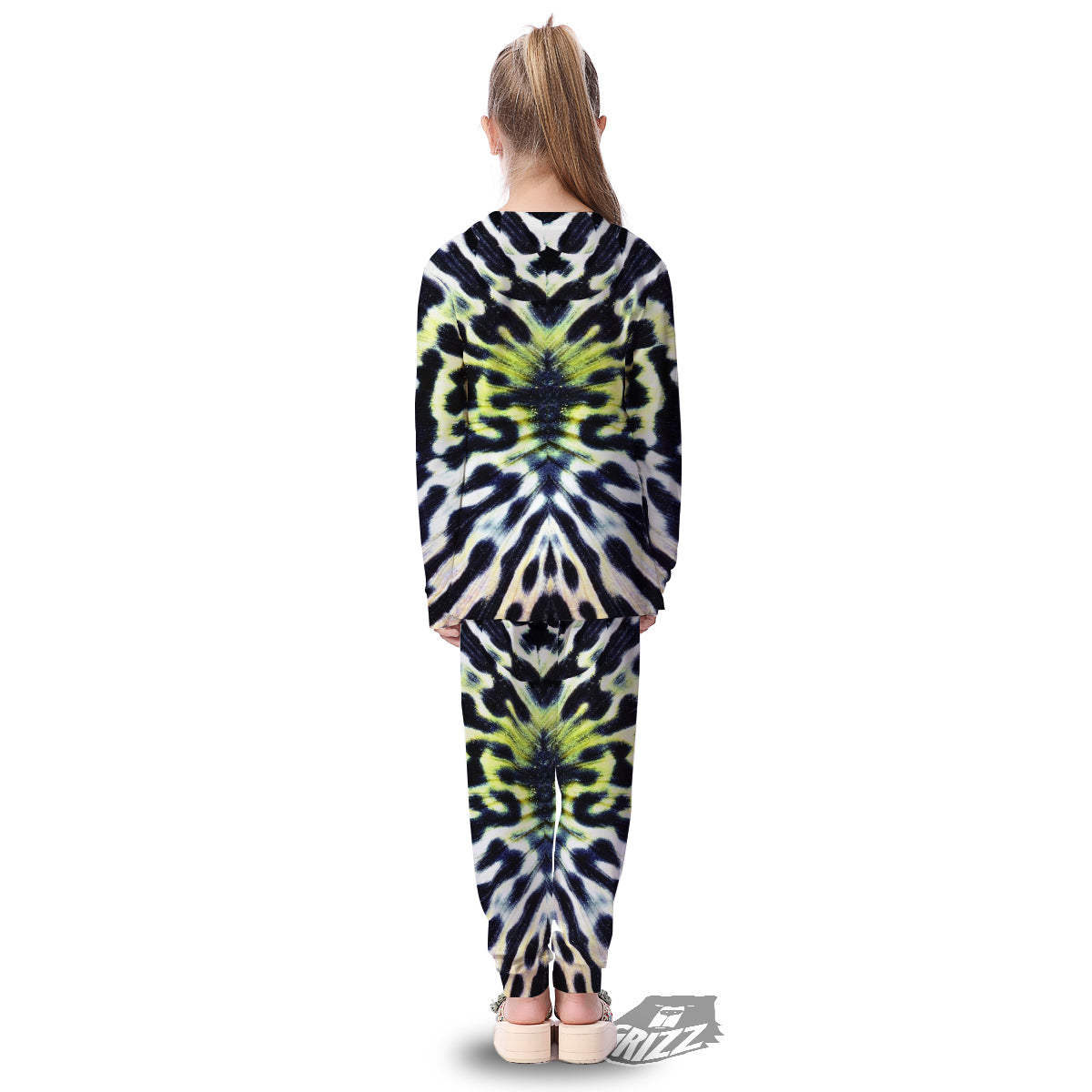 Butterfly Wing Skin Black White And Green Print Kid's Pajamas-grizzshop