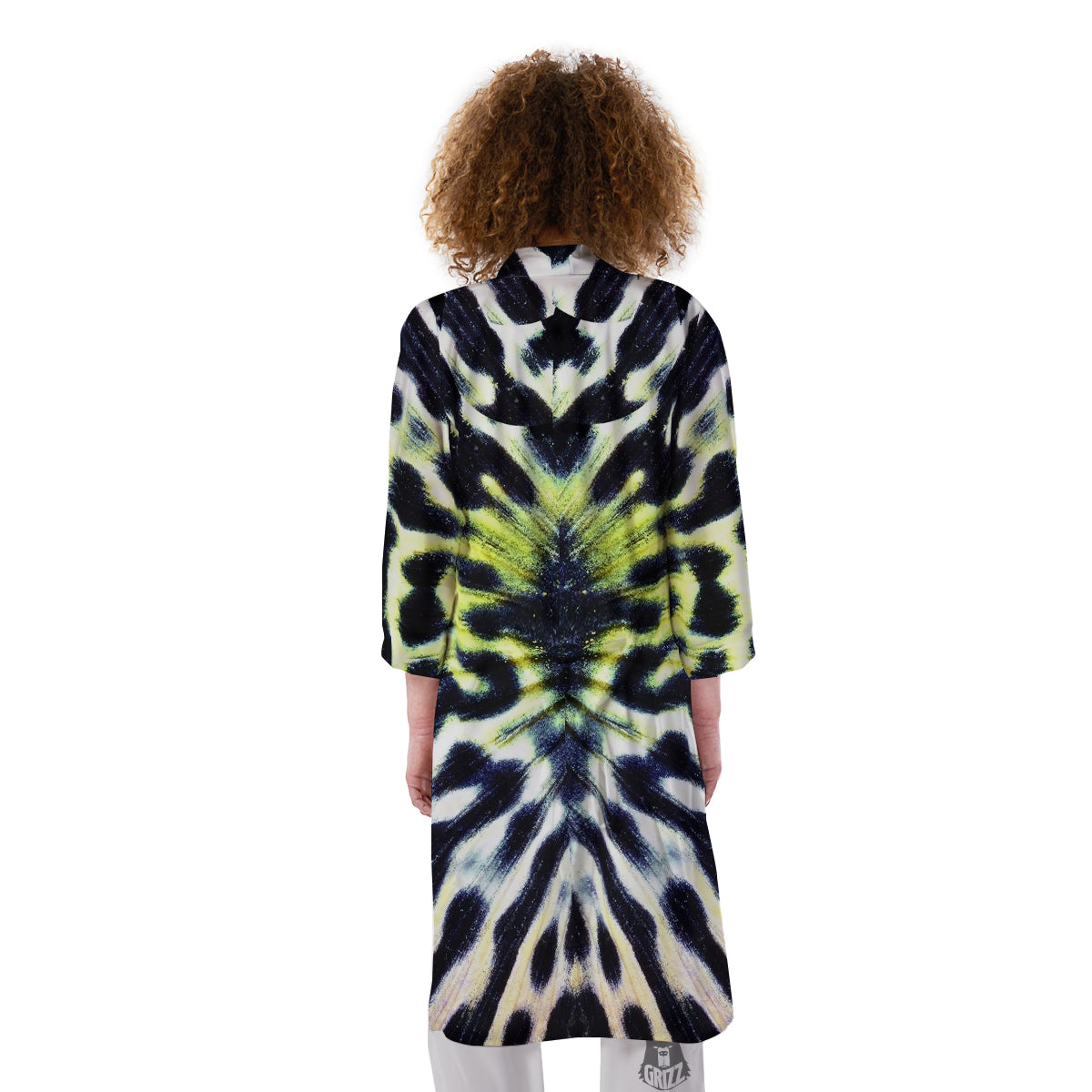 Butterfly Wing Skin Black White And Green Print Kimono-grizzshop