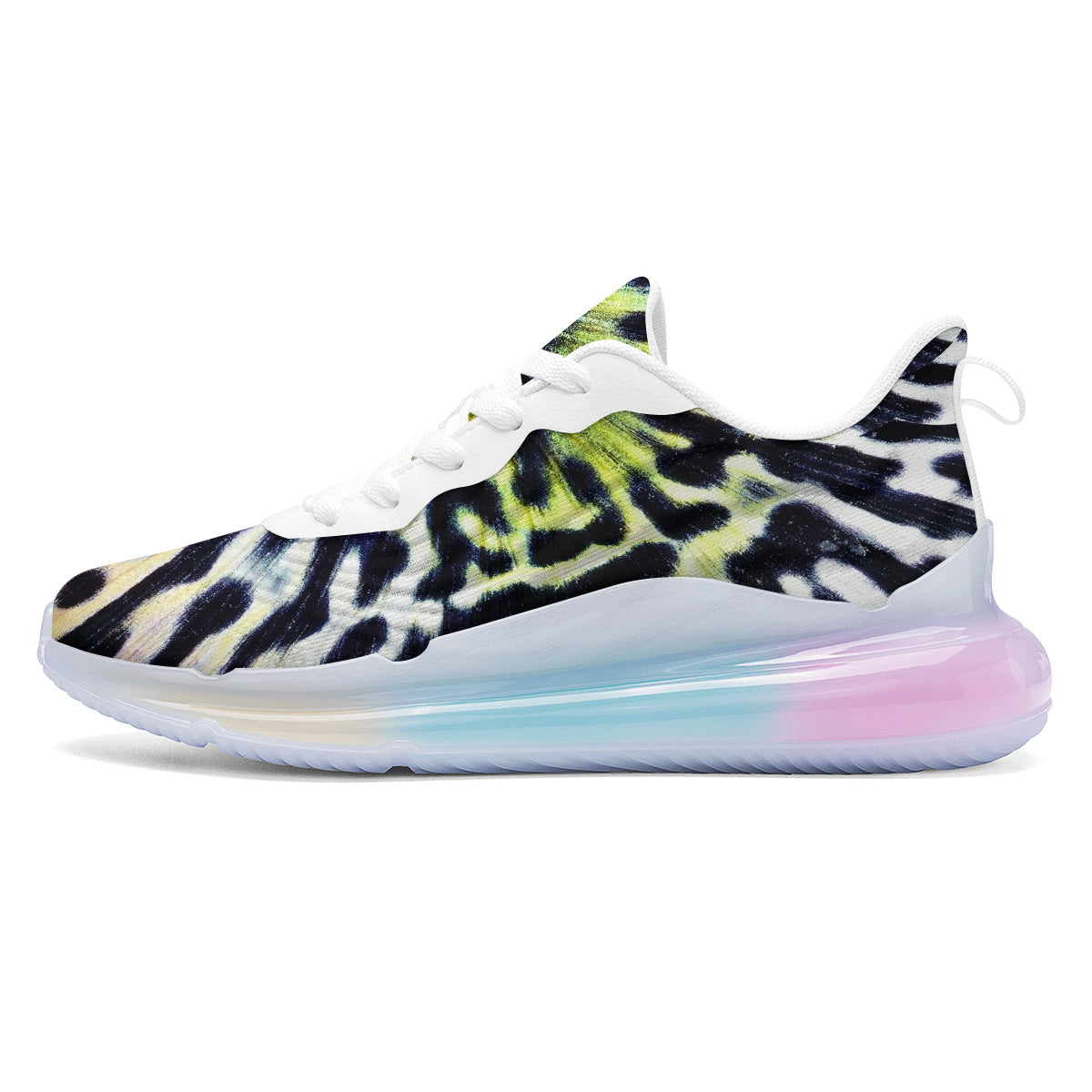 Butterfly Wing Skin Black White And Green Print Running Sneakers-grizzshop