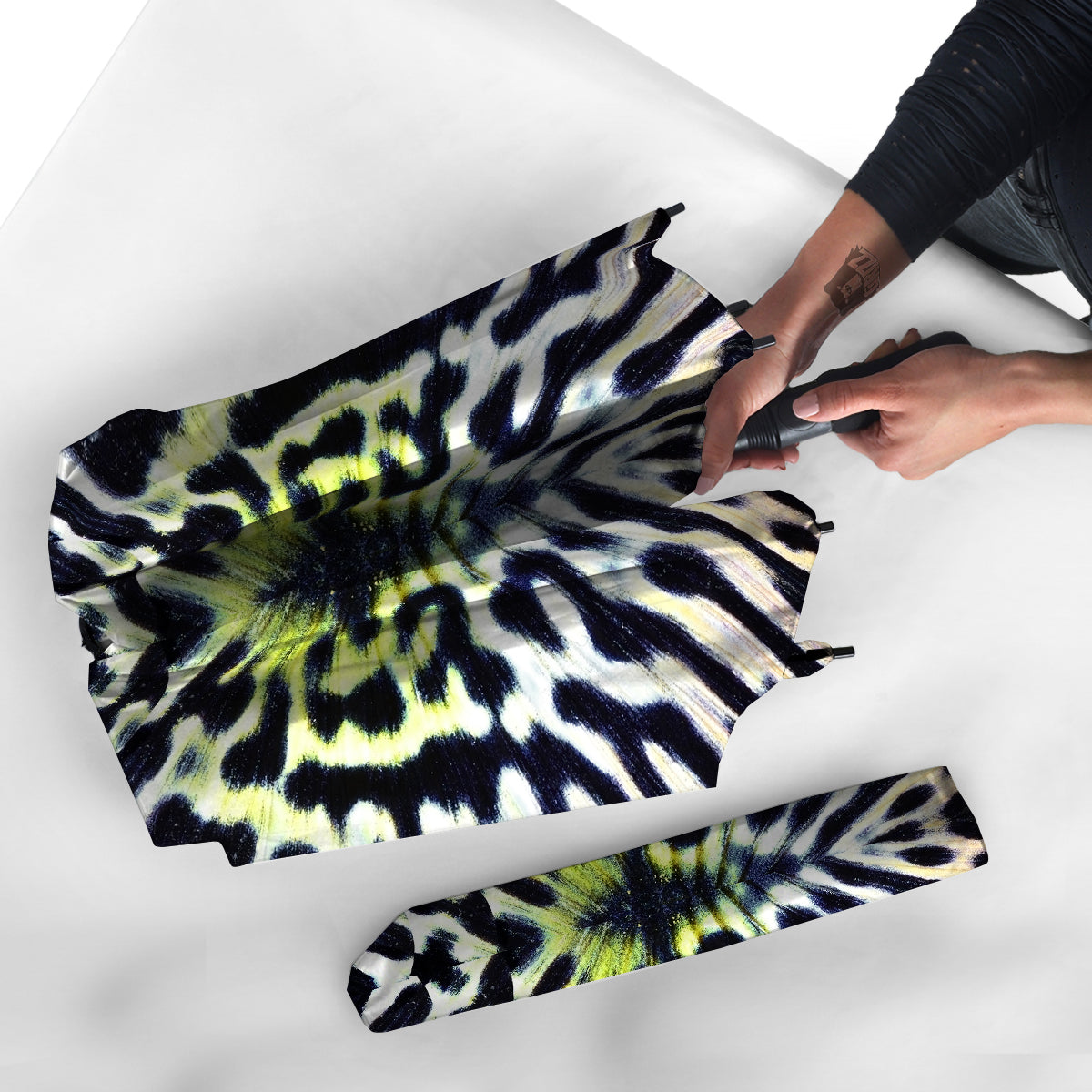 Butterfly Wing Skin Black White And Green Print Umbrella-grizzshop