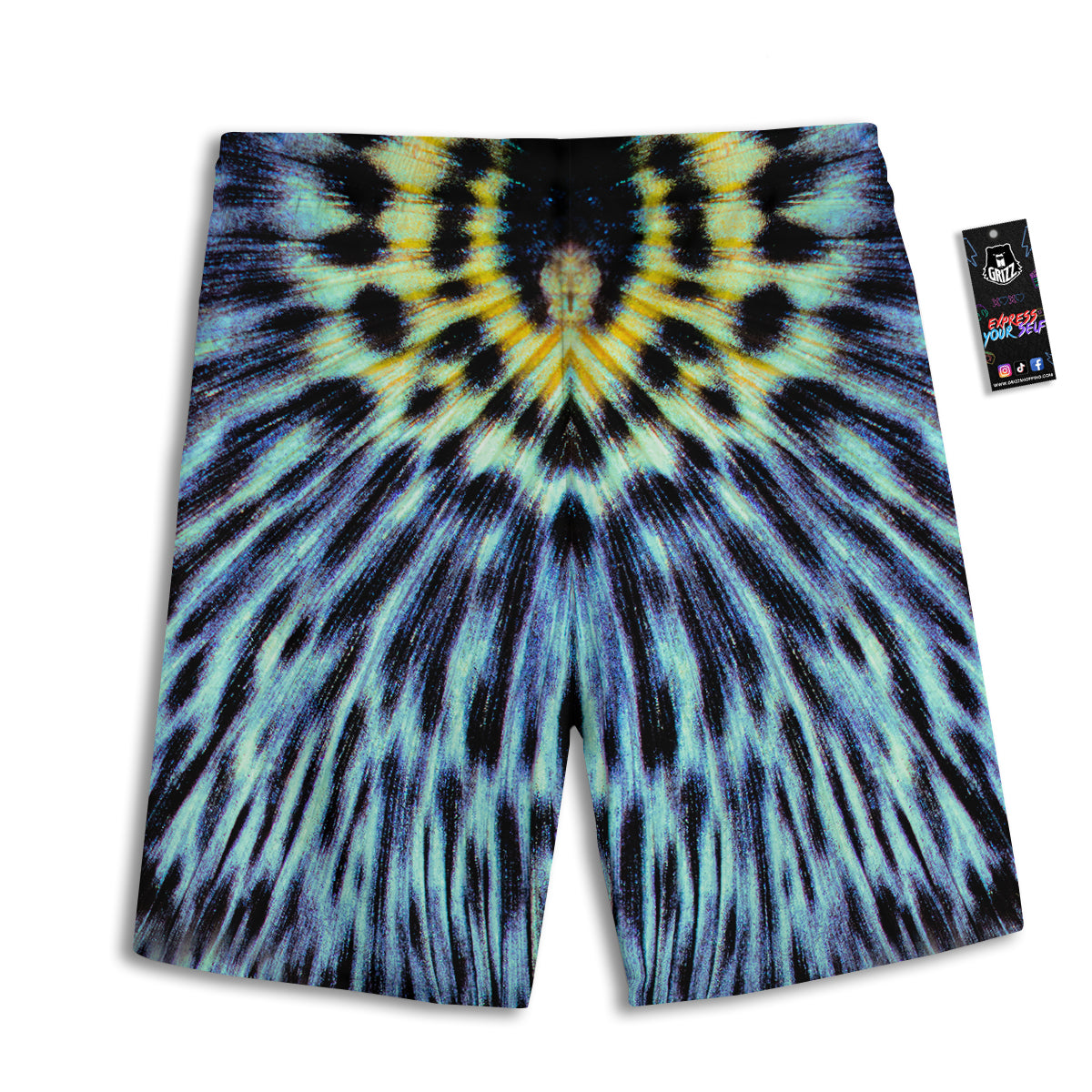 Butterfly Wing Skin Blue Print Men's Athletic Shorts