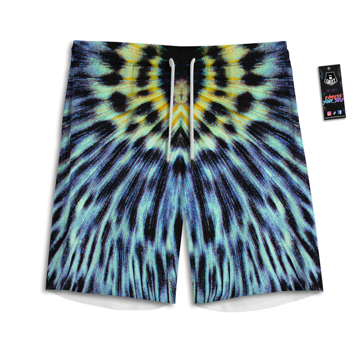 Butterfly Wing Skin Blue Print Men's Athletic Shorts