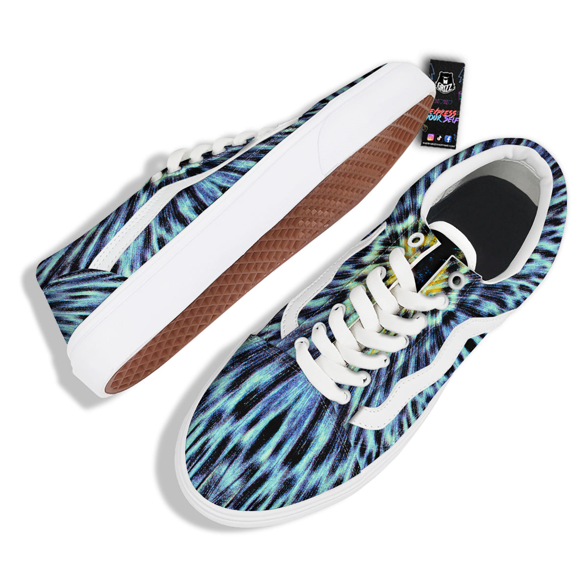 Butterfly Wing Skin Blue Print Skate Shoes-grizzshop