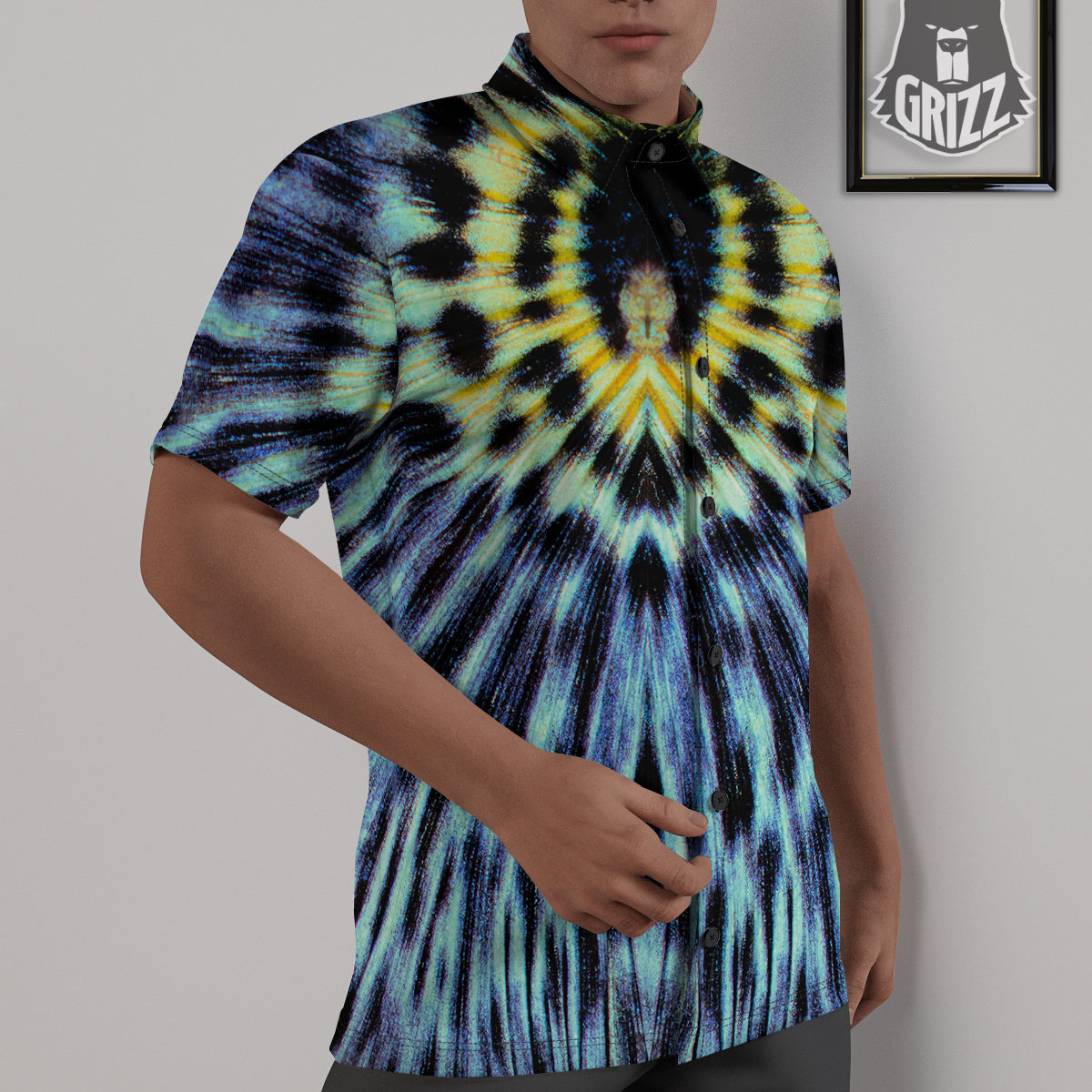 Butterfly Wing Skin Blue Print Untucked Shirts-grizzshop