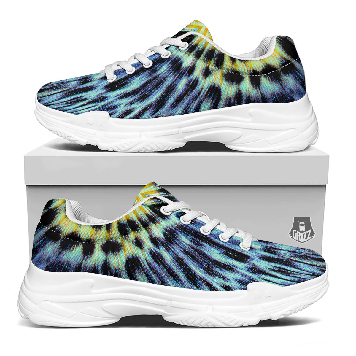 Butterfly Wing Skin Blue Print White Chunky Shoes-grizzshop