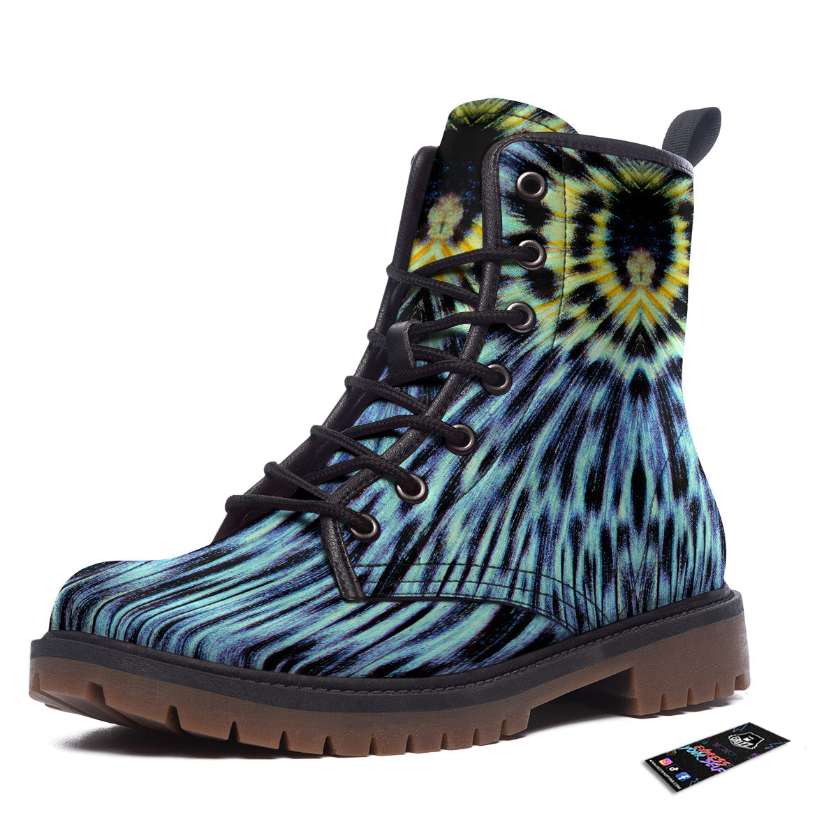 Butterfly Wing Skin Blue Print Work Boots-grizzshop