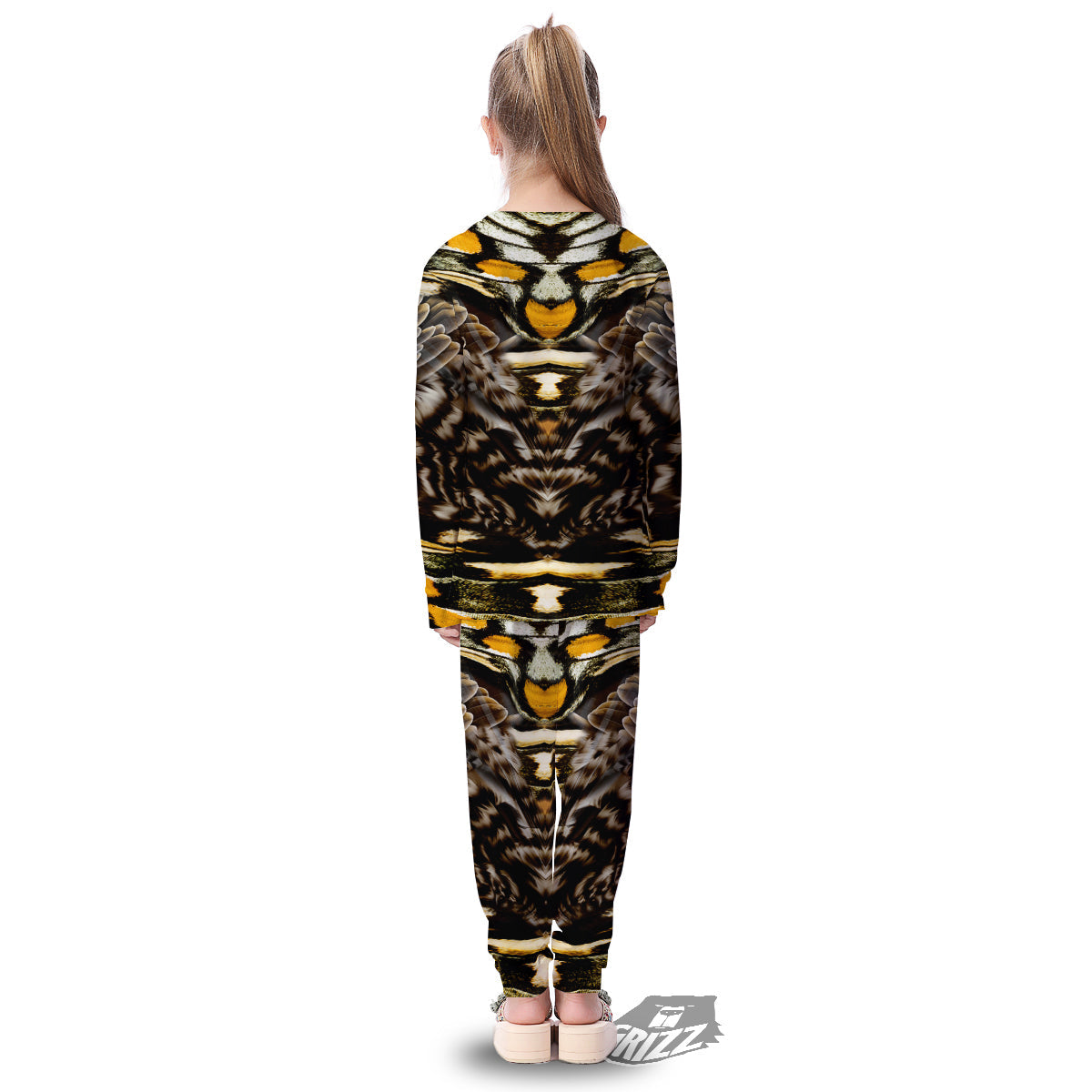 Butterfly Wing Skin Dark And Orange Print Kid's Pajamas-grizzshop