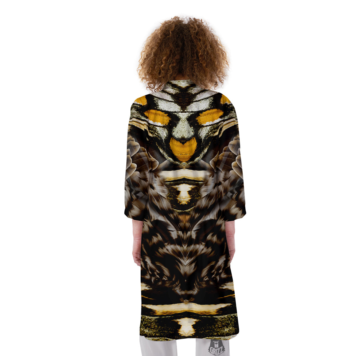 Butterfly Wing Skin Dark And Orange Print Kimono-grizzshop