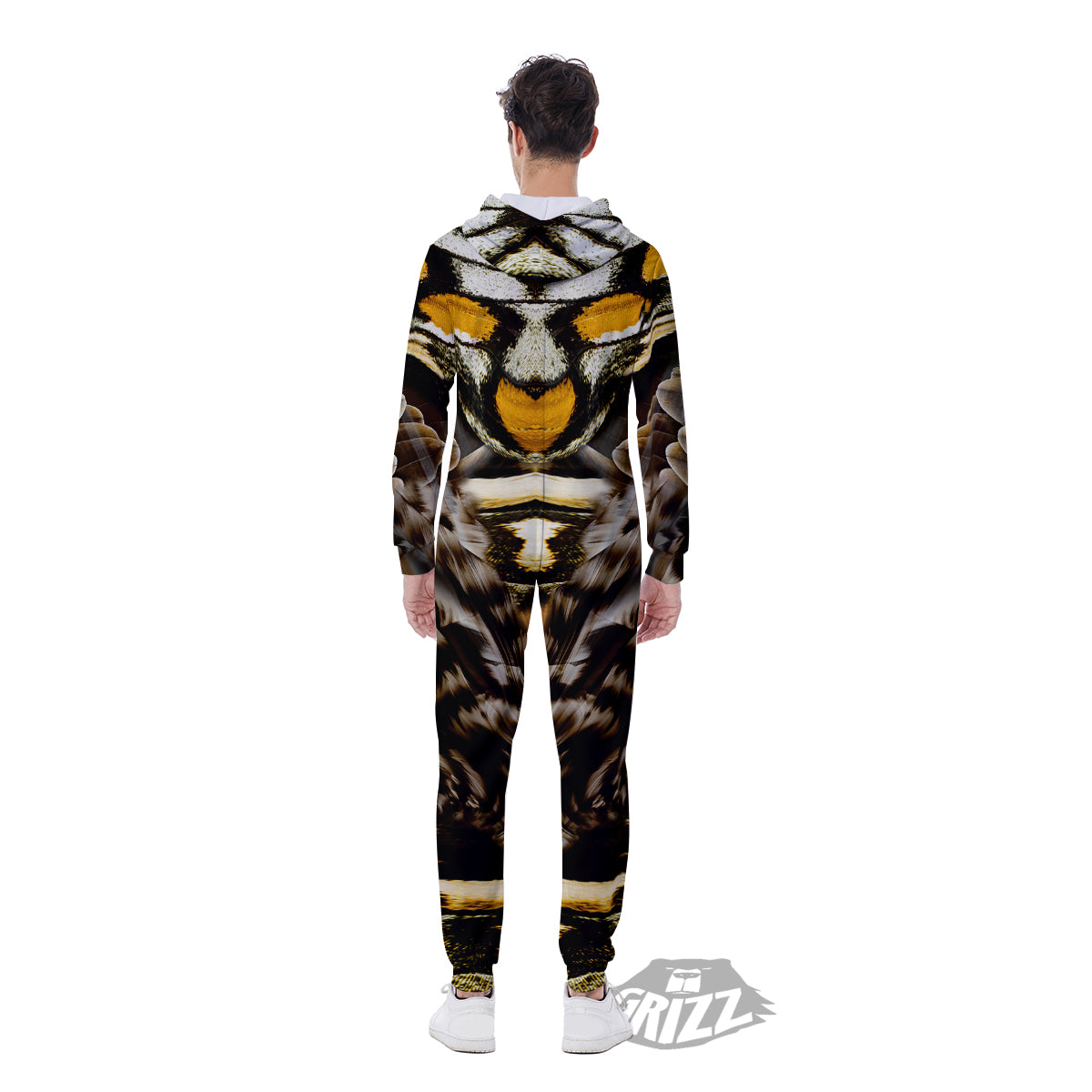 Butterfly Wing Skin Dark And Orange Print Men's Jumpsuit-grizzshop