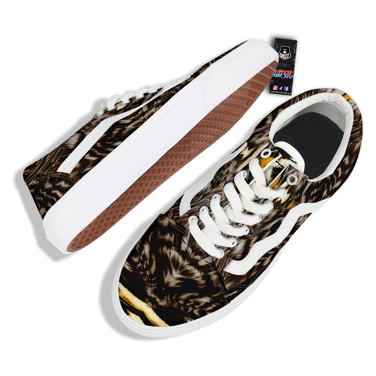 Butterfly Wing Skin Dark And Orange Print Skate Shoes-grizzshop