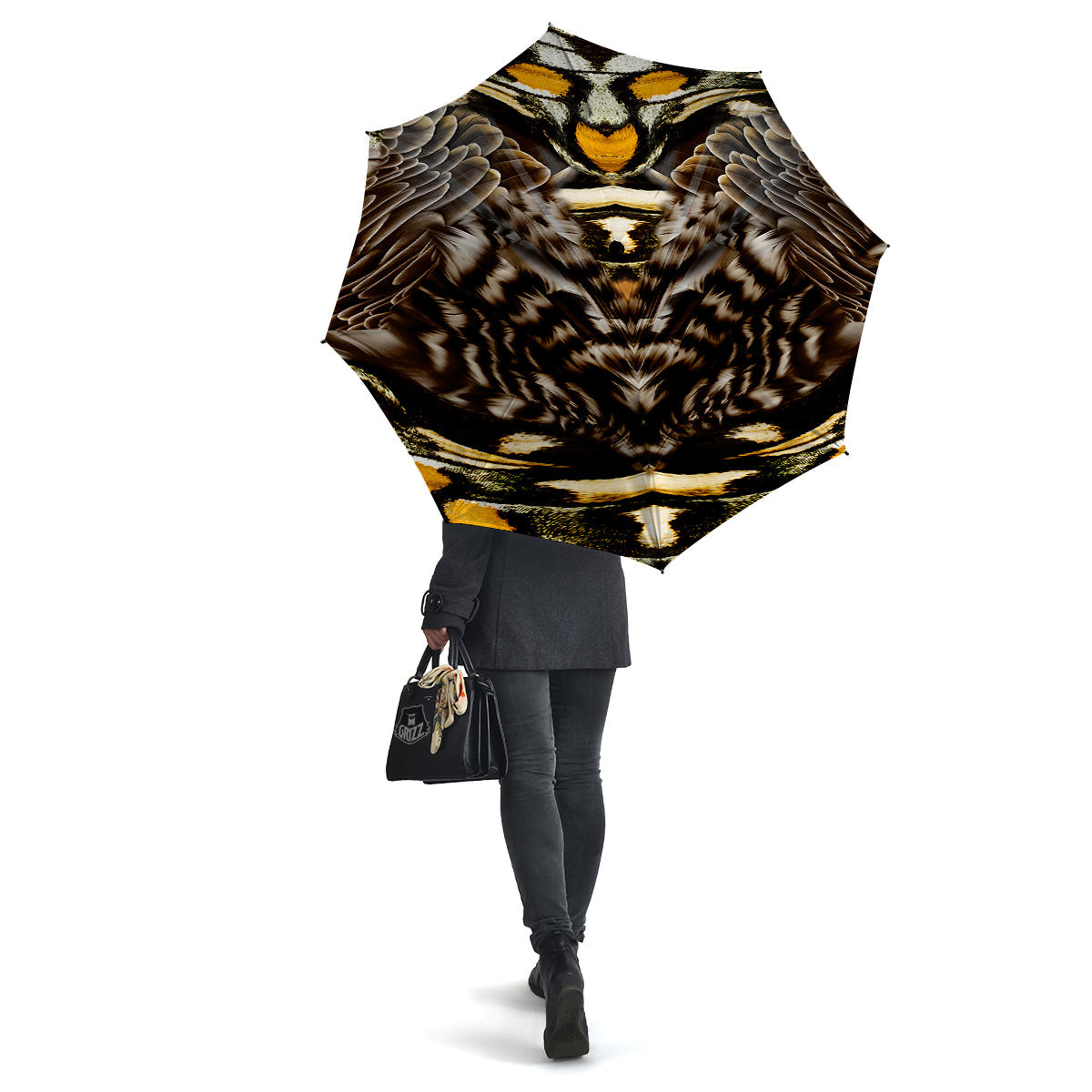 Butterfly Wing Skin Dark And Orange Print Umbrella-grizzshop