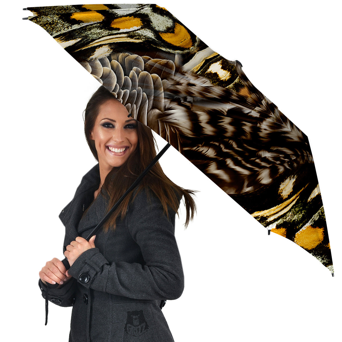 Butterfly Wing Skin Dark And Orange Print Umbrella-grizzshop