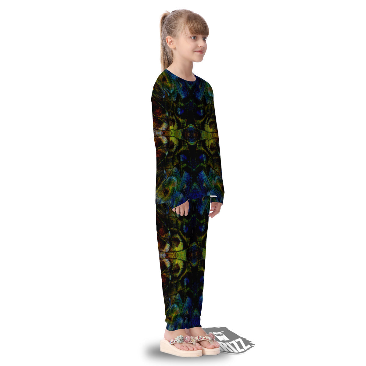 Butterfly Wing Skin Dark Print Kid's Pajamas-grizzshop