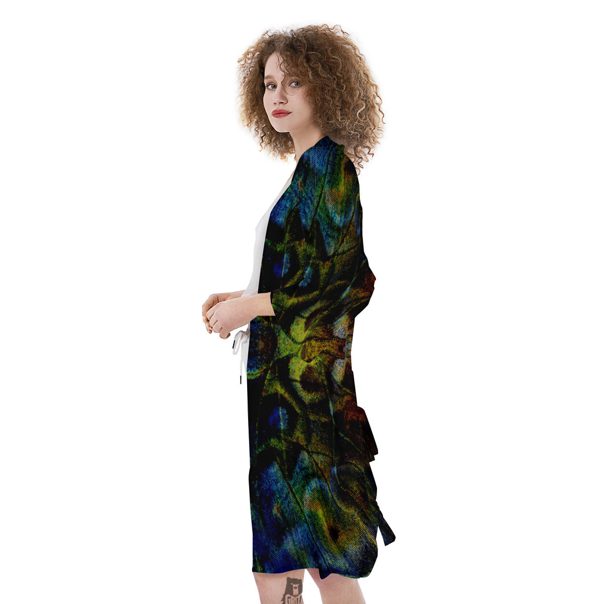 Butterfly Wing Skin Dark Print Kimono-grizzshop