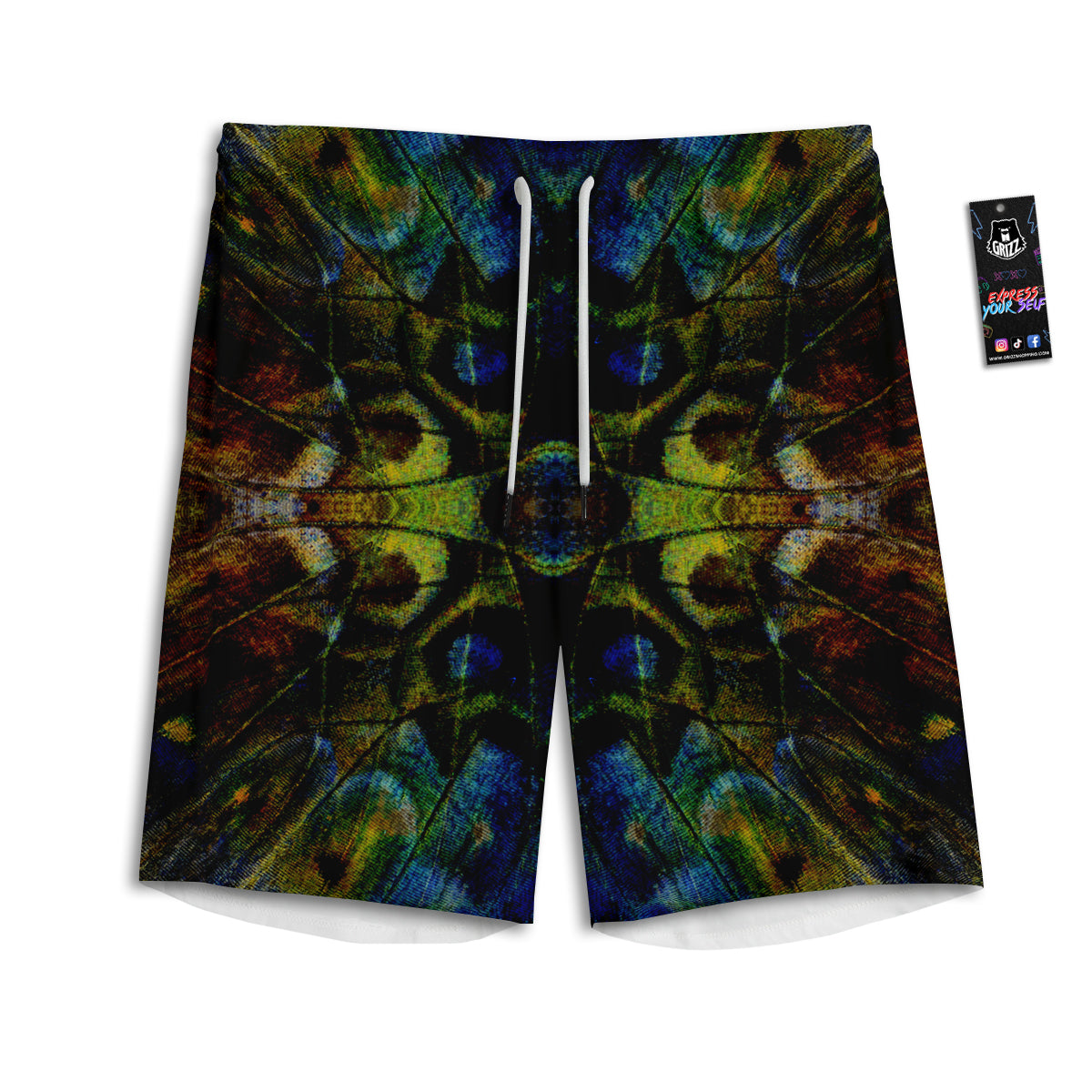 Butterfly Wing Skin Dark Print Men's Athletic Shorts