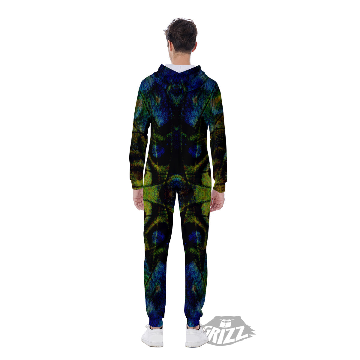 Butterfly Wing Skin Dark Print Men's Jumpsuit-grizzshop