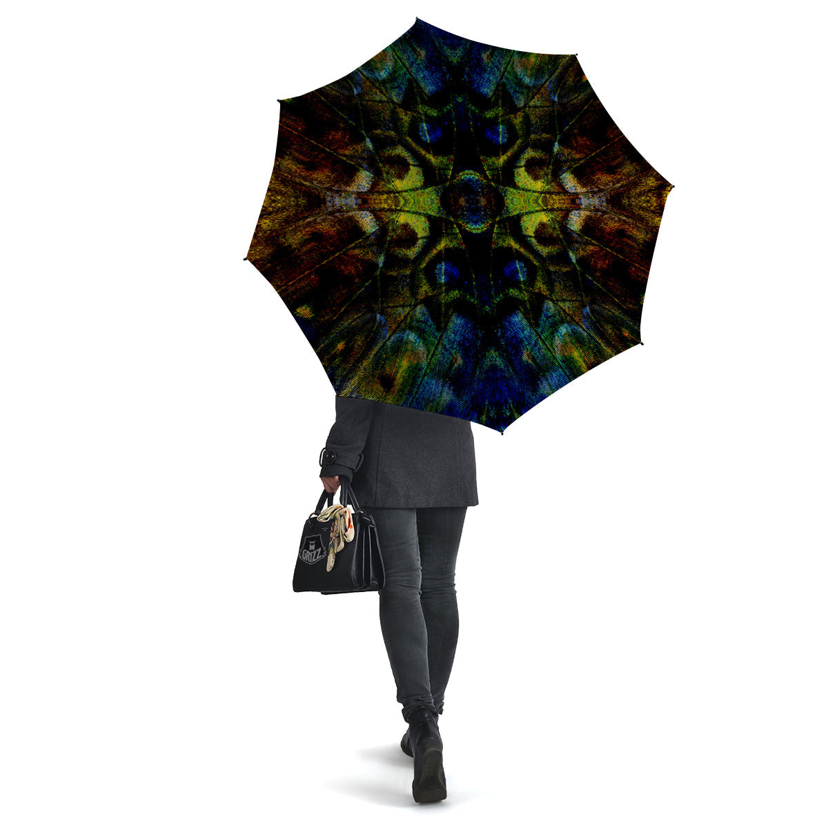 Butterfly Wing Skin Dark Print Umbrella-grizzshop