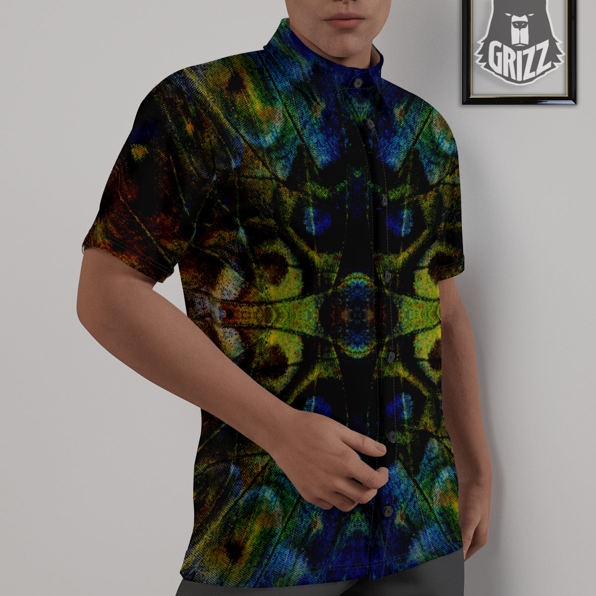 Butterfly Wing Skin Dark Print Untucked Shirts-grizzshop