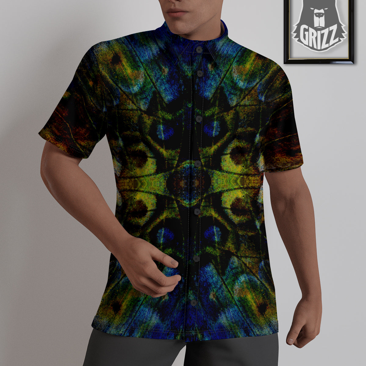 Butterfly Wing Skin Dark Print Untucked Shirts-grizzshop
