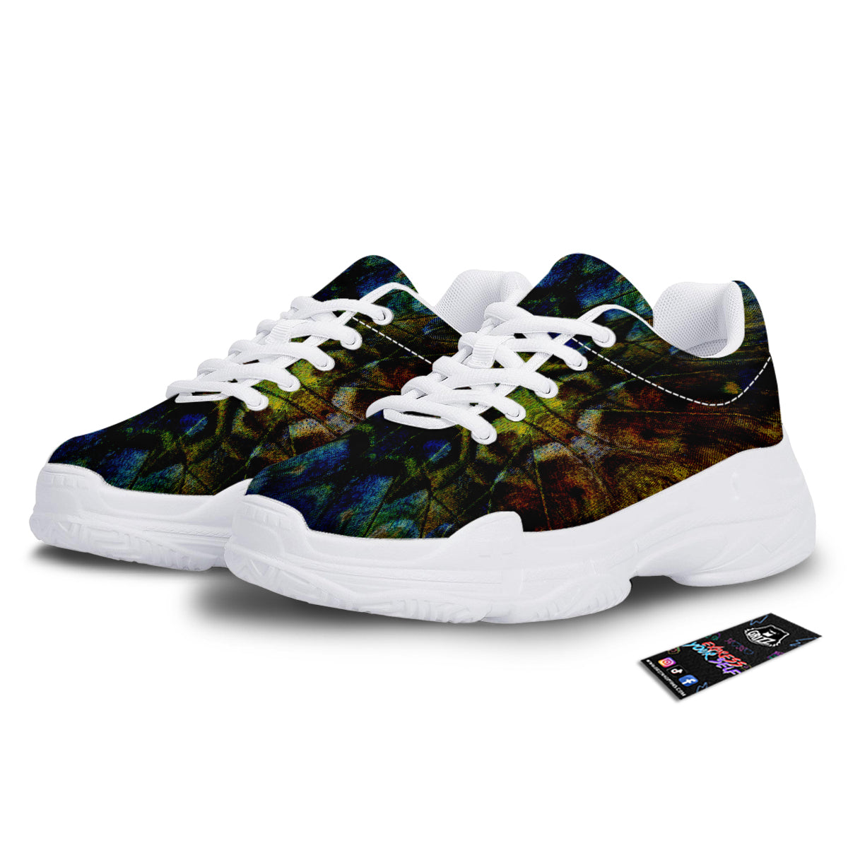 Butterfly Wing Skin Dark Print White Chunky Shoes-grizzshop