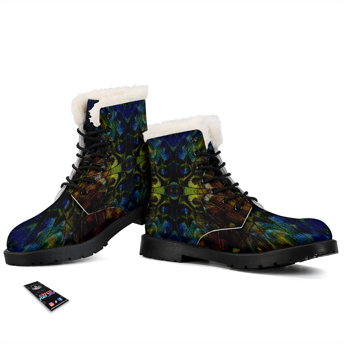 Butterfly Wing Skin Dark Print Winter Boots-grizzshop