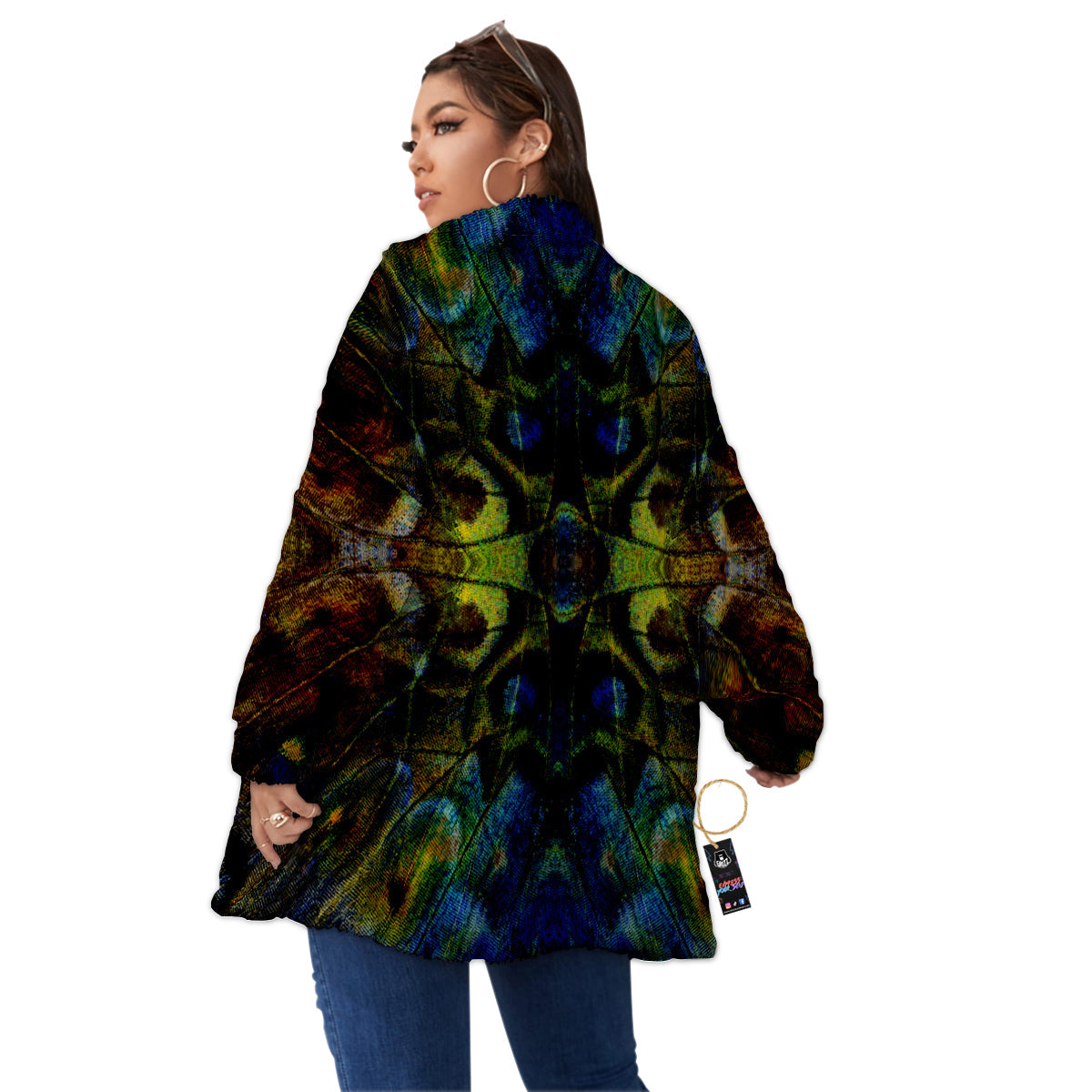 Butterfly Wing Skin Dark Print Women's Sherpa Jacket-grizzshop
