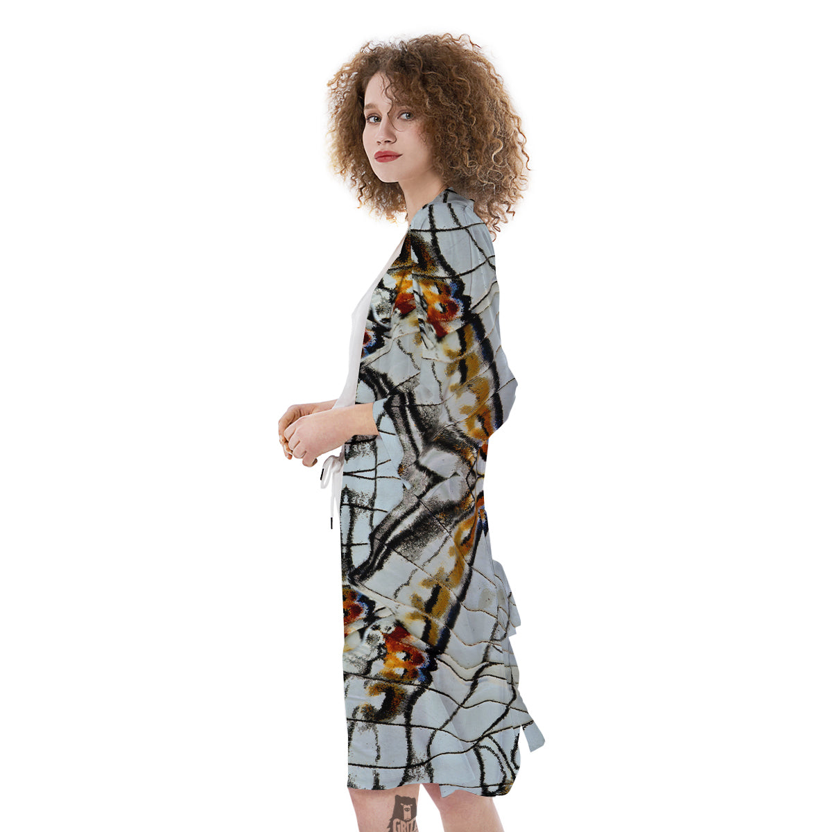 Butterfly Wing Skin Grey Print Kimono-grizzshop
