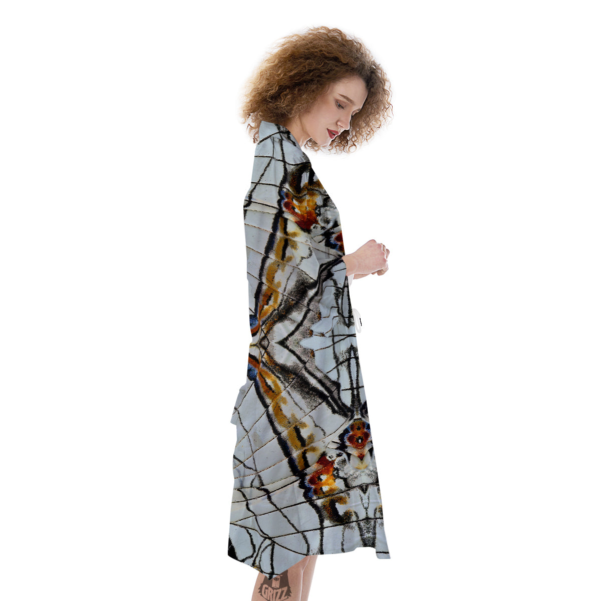 Butterfly Wing Skin Grey Print Kimono-grizzshop