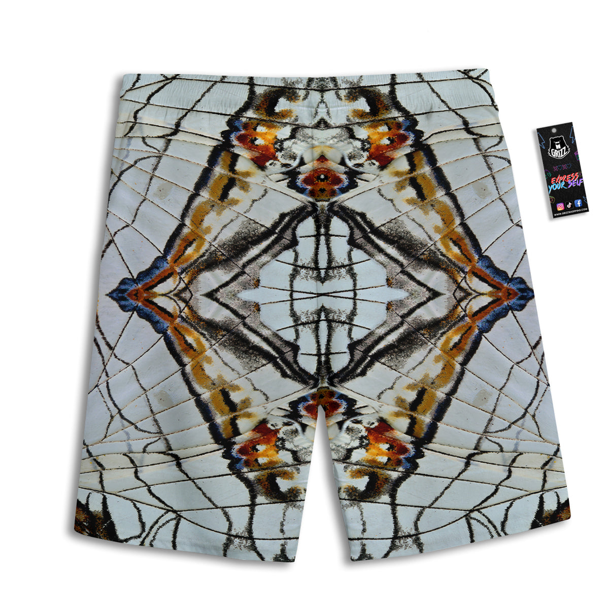 Butterfly Wing Skin Grey Print Men's Athletic Shorts