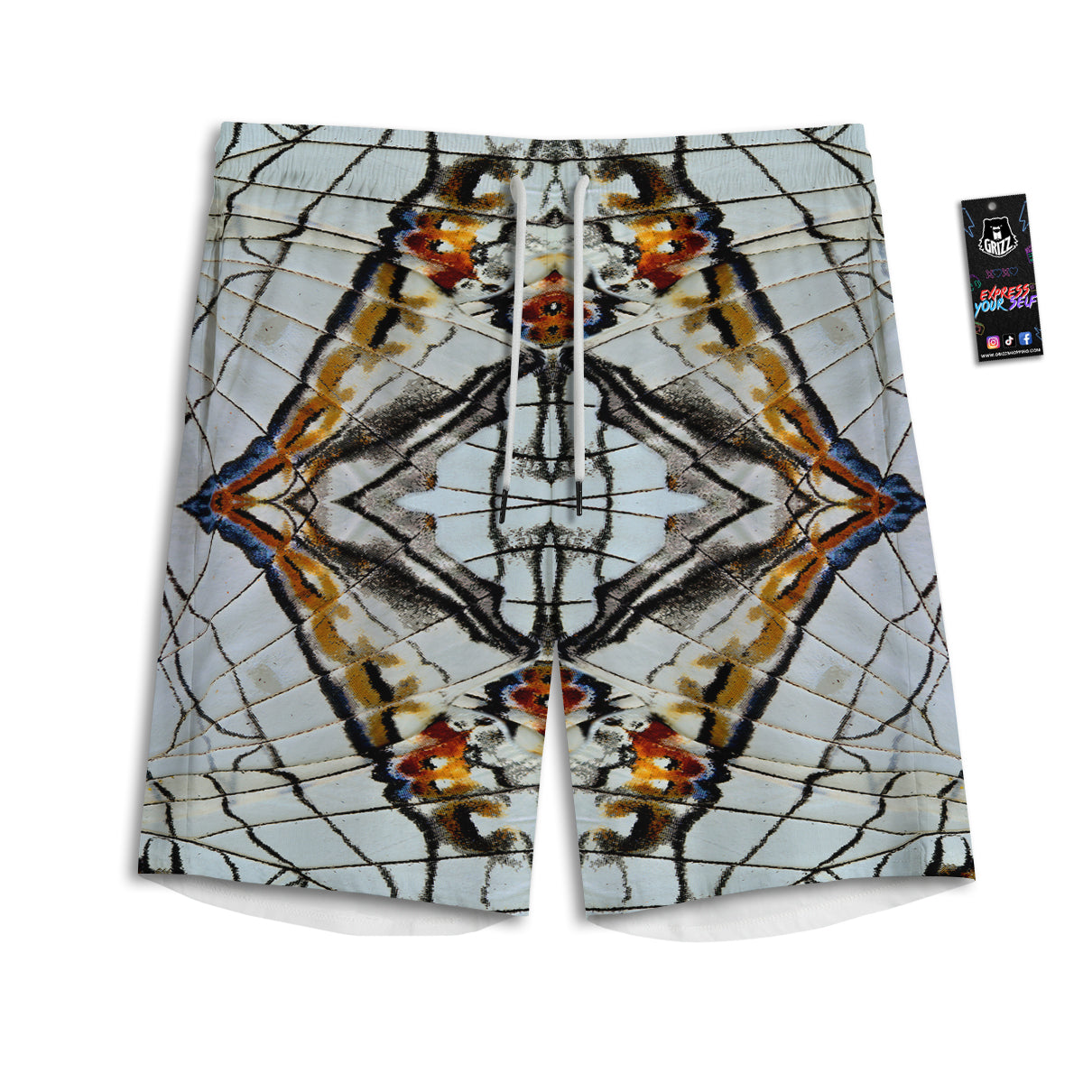 Butterfly Wing Skin Grey Print Men's Athletic Shorts