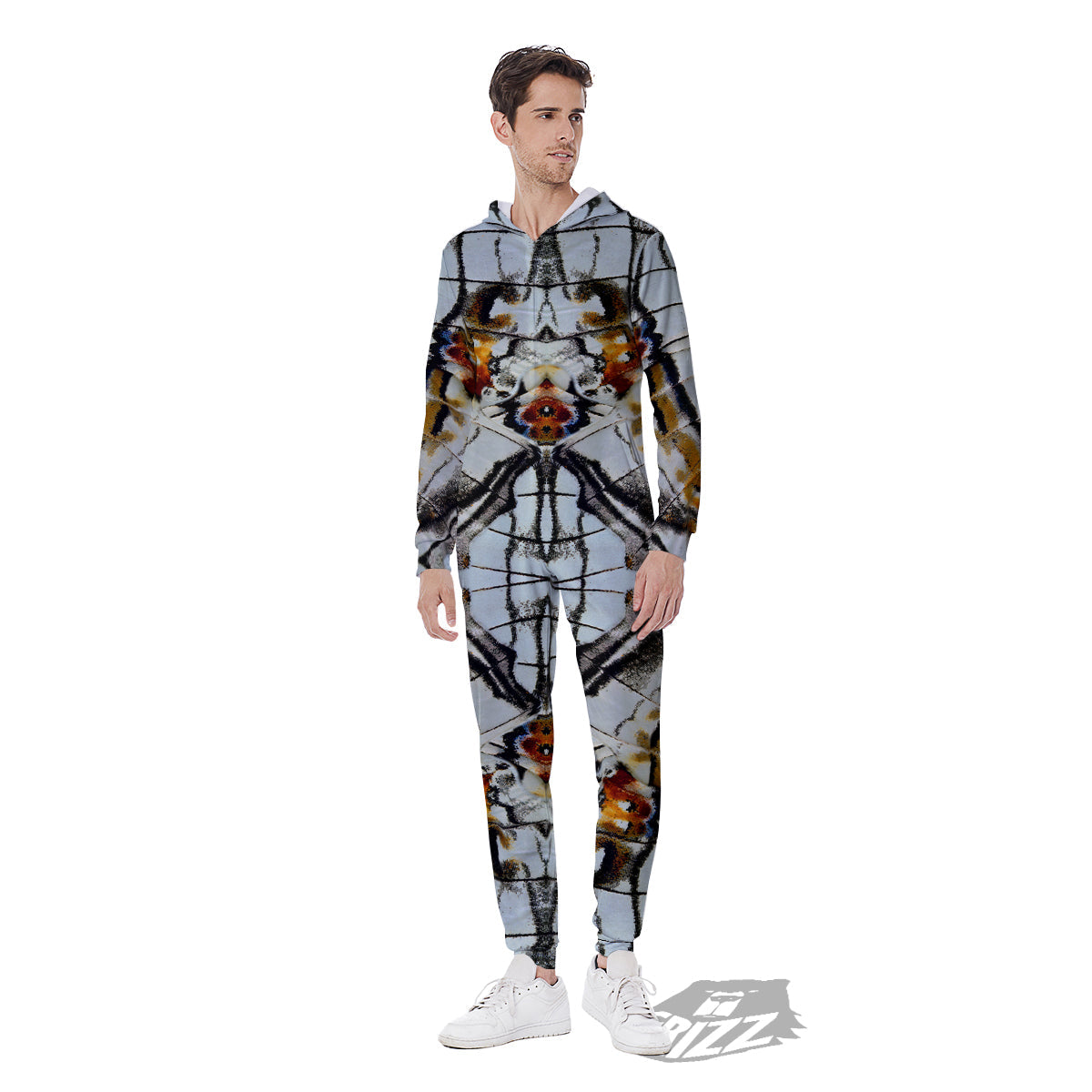 Butterfly Wing Skin Grey Print Men's Jumpsuit-grizzshop