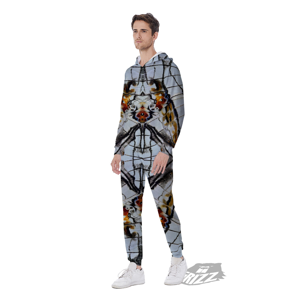 Butterfly Wing Skin Grey Print Men's Jumpsuit-grizzshop