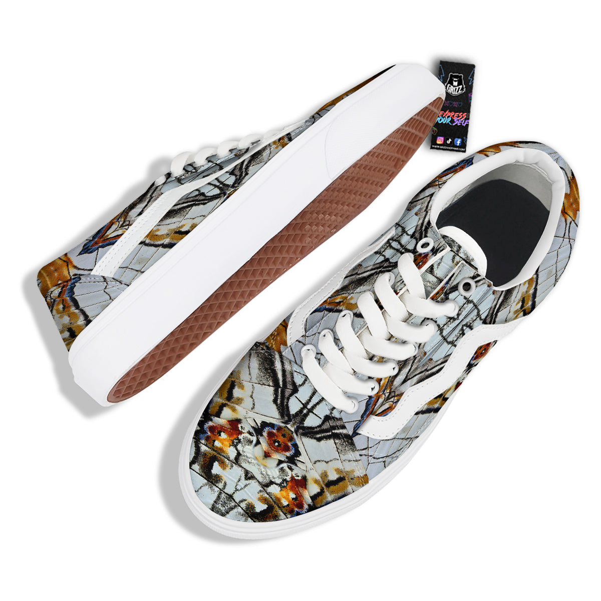 Butterfly Wing Skin Grey Print Skate Shoes-grizzshop
