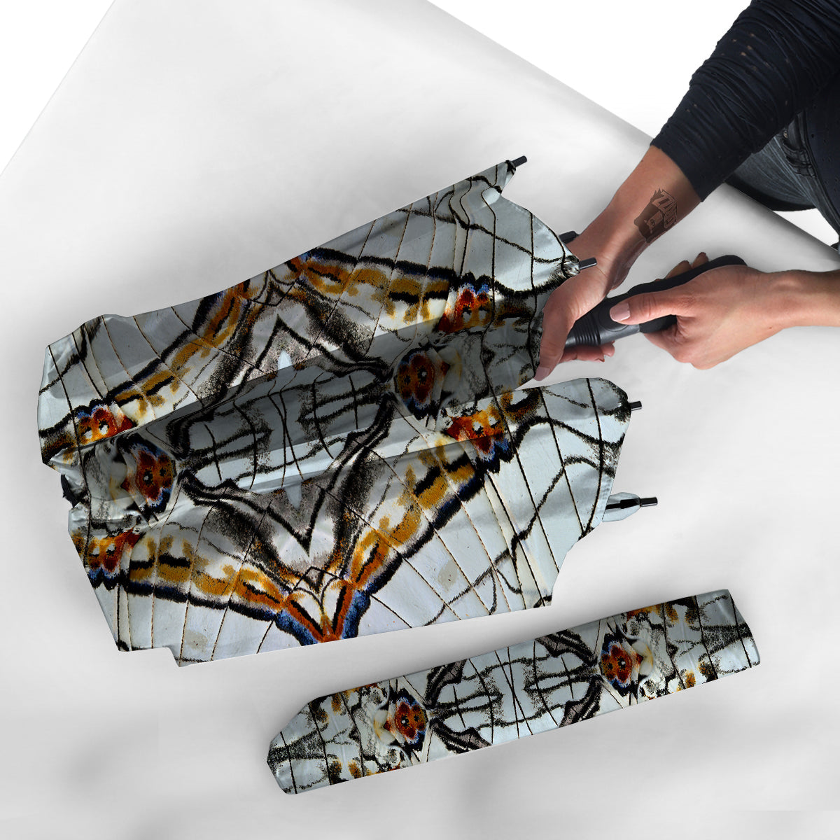 Butterfly Wing Skin Grey Print Umbrella-grizzshop