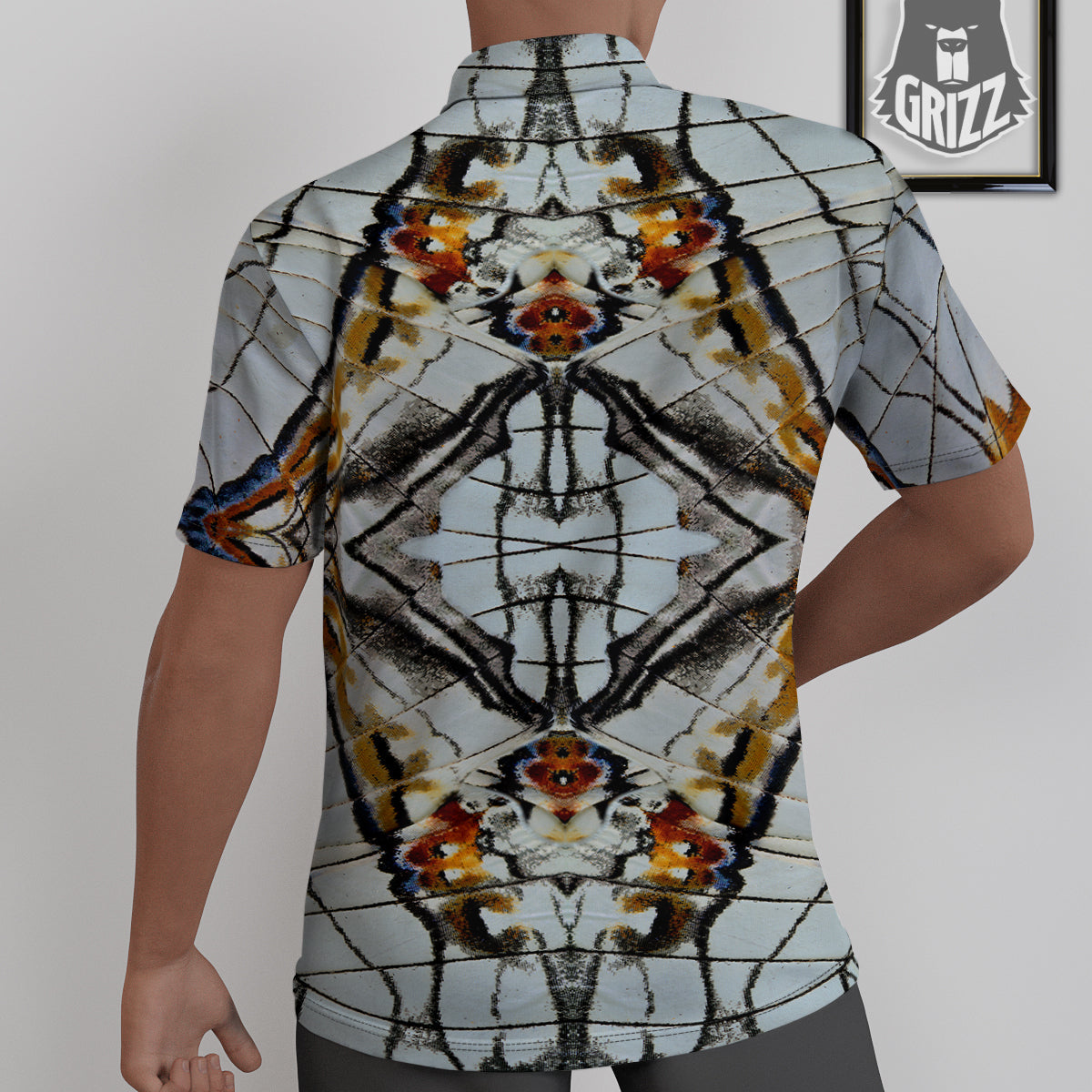 Butterfly Wing Skin Grey Print Untucked Shirts-grizzshop